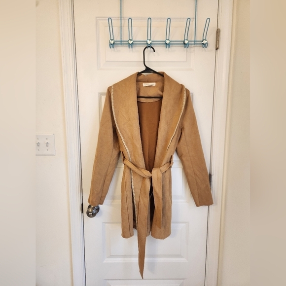 Jackets & Blazers - Cactus + Pearl Suede Mustard Brown Midi Coat W/ Belt Size S #R446